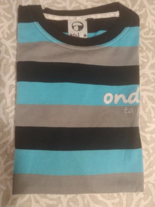 Camiseta Onddo Rayas Azul Negro Gris