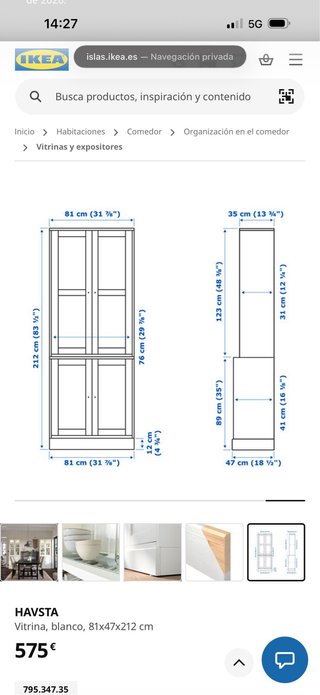 Vitrina Havsta Ikea Madera y Cristal