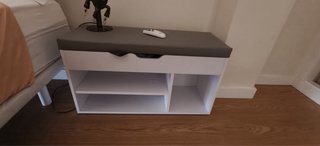 Mueble Zapatero Banco con Cajón Gris/Blanco