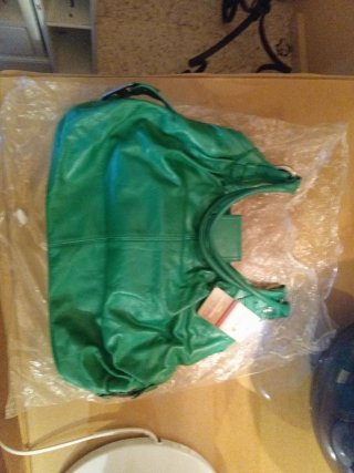 Bolso de cuero verde vacuno de Argentina