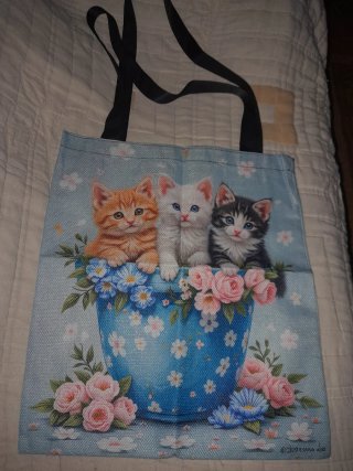 Venta solidaria: Bolsa tote rafia gatos