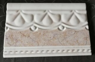 3 Azulejos Cenefa Mármol y Relieve Blanco