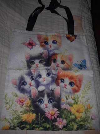 Venta solidaria: Bolsa tote rafia con gatitos