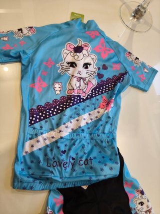 Maillot y culotte ciclismo niña gatitos talla 8-9