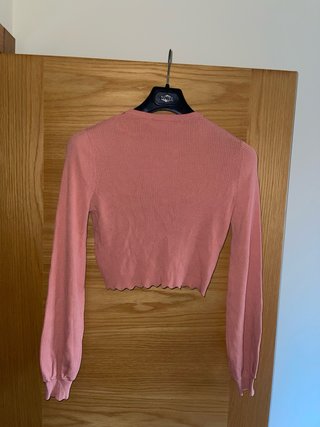 Jersey Zara Rosa Manga Larga Crop