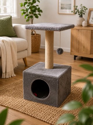 Casita + Rascador para gato