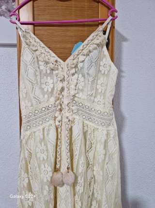 Vestido largo encaje blanco talla L