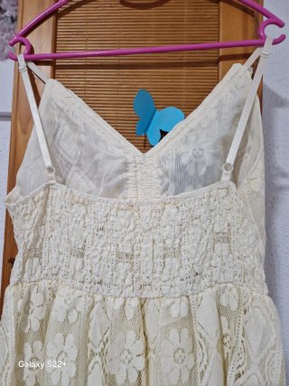 Vestido largo encaje blanco talla L