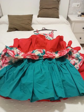 Traje Flamenca Talla 38 Flores corte sirena