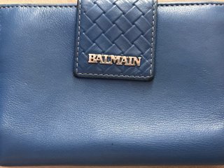 Cartera azul de piel Balmain