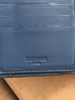 Cartera azul de piel Balmain