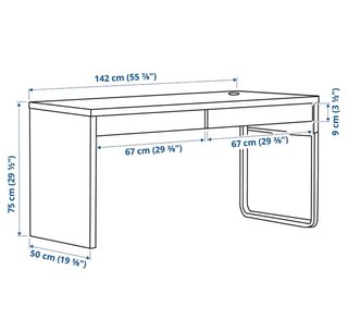 Mesa escritorio blanca con cajones y silla