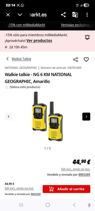 Walkie Talkies National Geographic Amarillos