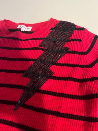 Jersey Minueto Rayas Rojo y Negro Talla M