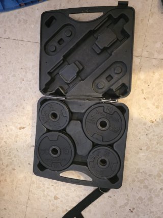 Banco de musculación + kit de pesas