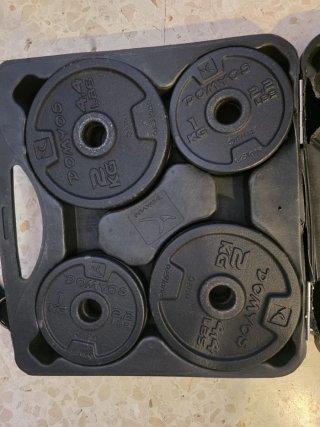 Banco de musculación + kit de pesas