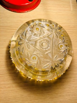 Cenicero Vintage Alemán Cristal y Dorado