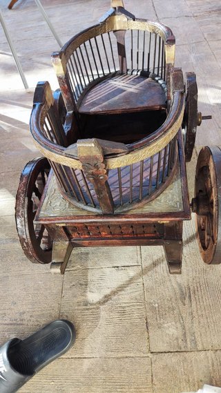 Carro Hindú Antiguo de Madera y Latón - Mueble Bar