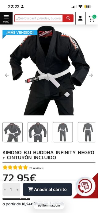 Kimono Jiu Jitsu Buddha Talla A3 Negro