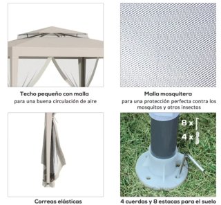 NUEVA! Pérgola carpa gazebo 3x3 CON MOSQUITERA