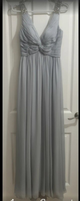 Vestido largo fiesta gris plata talla S