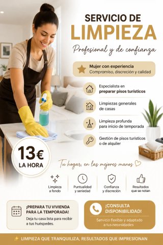 Mujer de Limpieza Zona Cunit y Cubelles