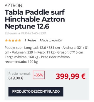 Tabla Paddle Surf Aztron Neptune 12'6