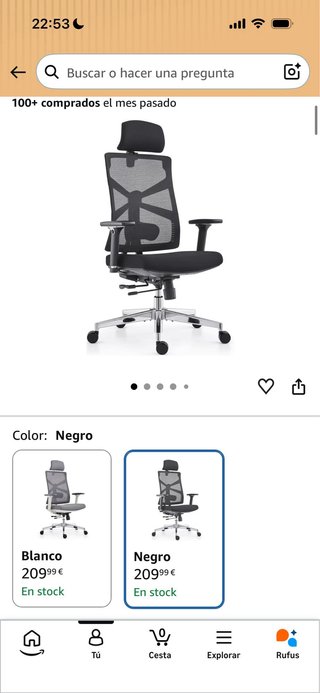 Silla ergonómica de oficina negra