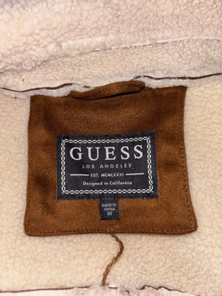 Abrigo Guess Marrón y Beige Forro Borreguito