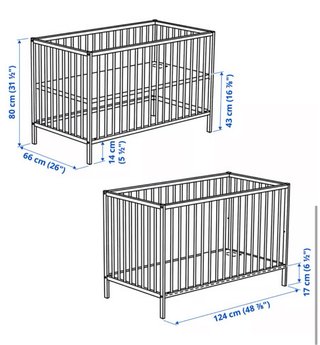 Cuna IKEA SNIGLAR 60x120cm con colchón, DESMONTADA
