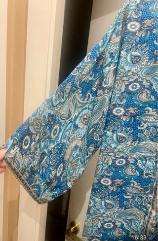 Kaftán/Kimono Seda Estampado Paisley Azul