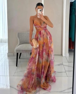 Vestido largo estampado