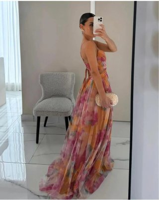 Vestido largo estampado