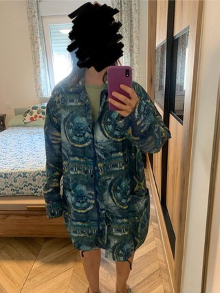 Cortavientos vintage oversize azul y verde