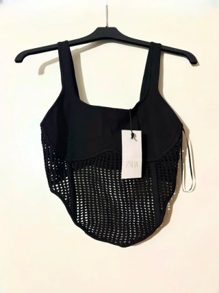 Top Zara Ganchillo Negro