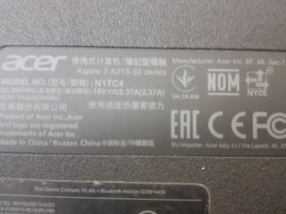 Acer Aspire 3  a315-53 n17c4 2017