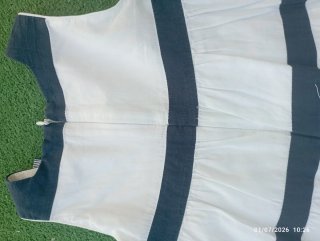 Vestido Mayoral blanco rayas azules T2