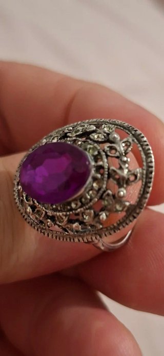 Anillo Plata con Piedra Morada