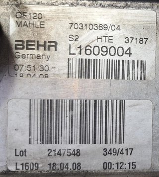 Enfriador aceite motor bmw serie 1 berlina (e81/e