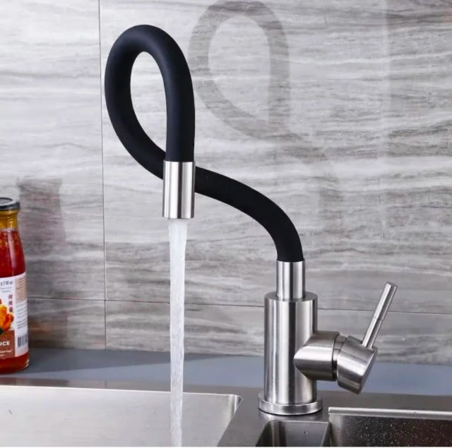 Grifo Cocina Flexible Gris y Plateado