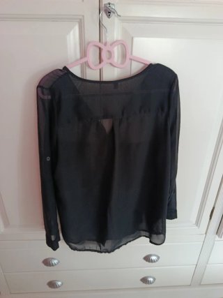 Camisa negra transparente mujer