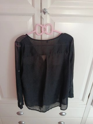 Camisa negra transparente mujer