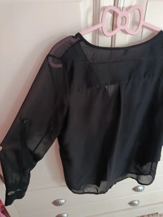 Camisa negra transparente mujer