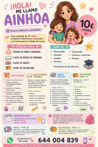 Canguro, animales y clases de repaso en Paterna