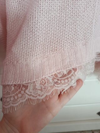Camiseta rosa encaje