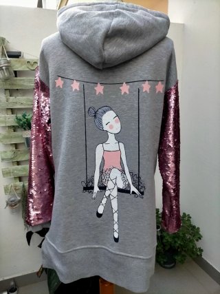 Sudadera Anabel Lee gris corazón lentejuelas XS
