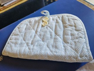 Portafoglio tessuto bianco e azzurro