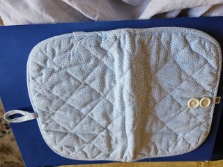 Portafoglio tessuto bianco e azzurro