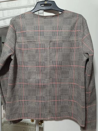 Blusa Zara Cuadros Rosa Gris Talla S