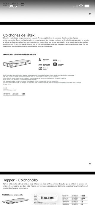 Materasso IKEA MAUSUND in lattice naturale 140x200